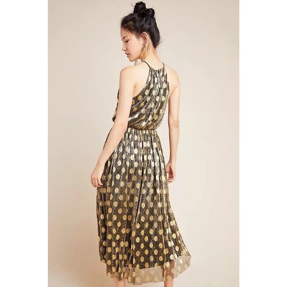 NWT Anthropologie Sunday in Brooklyn Confetti Shimmery‎ Halter Midi Dress Sz LP - Picture 2 of 7